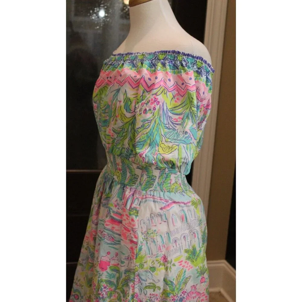 Lilly Pulitzer Dress Camille Womens Size S Off Shoulder Island Hopping Dress - Picture 8 of 11